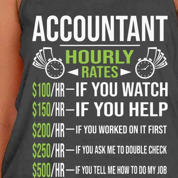 Accountant Hourly Rates Funny Accounting CPA Humor Women's Knotted Racerback Tank