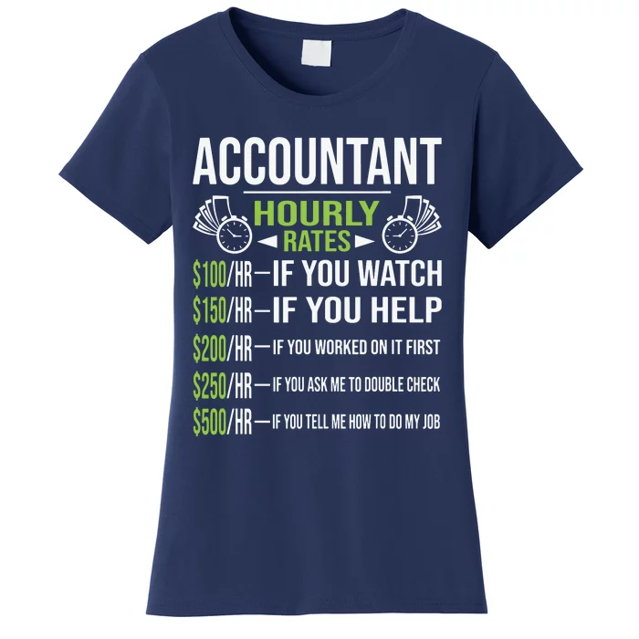 Accountant Hourly Rates Funny Accounting CPA Humor Women's T-Shirt