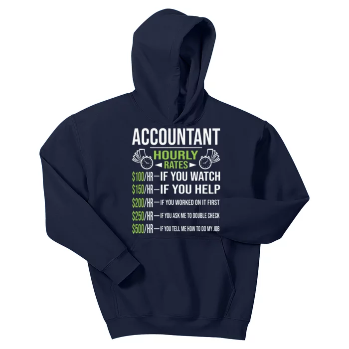 Accountant Hourly Rates Funny Accounting CPA Humor Kids Hoodie