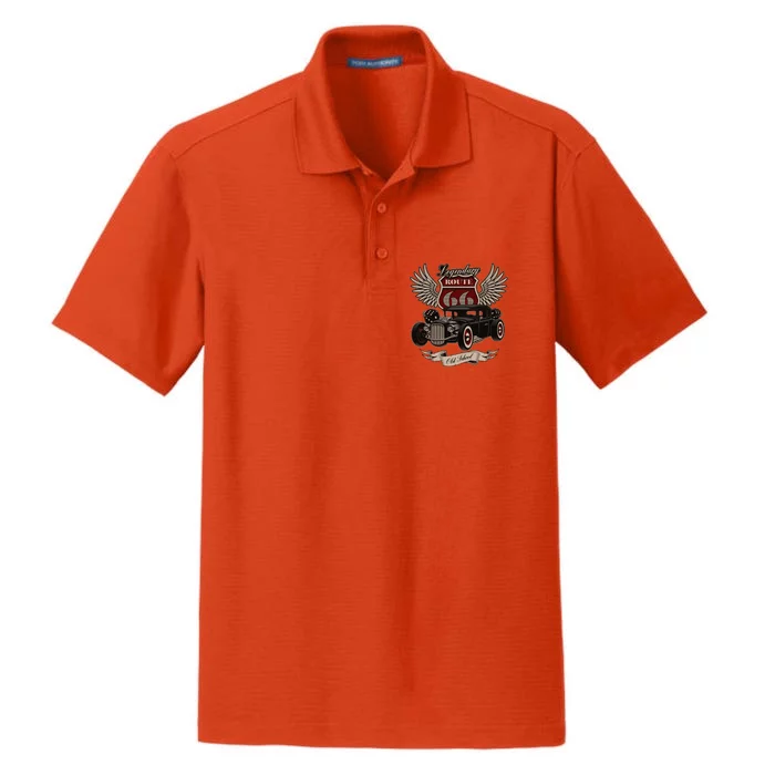 American Hot Rod On Dark Dry Zone Grid Performance Polo