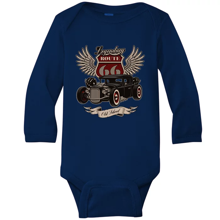 American Hot Rod On Dark Baby Long Sleeve Bodysuit