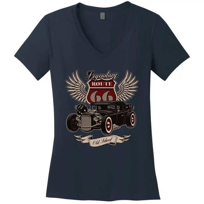 American Hot Rod On Dark Women's V-Neck T-Shirt