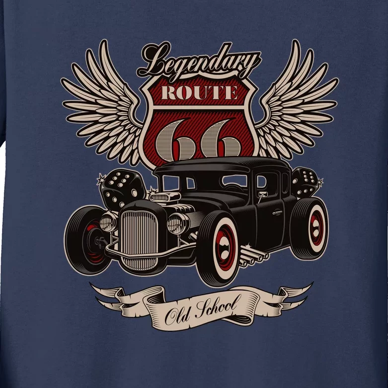 American Hot Rod On Dark Kids Long Sleeve Shirt