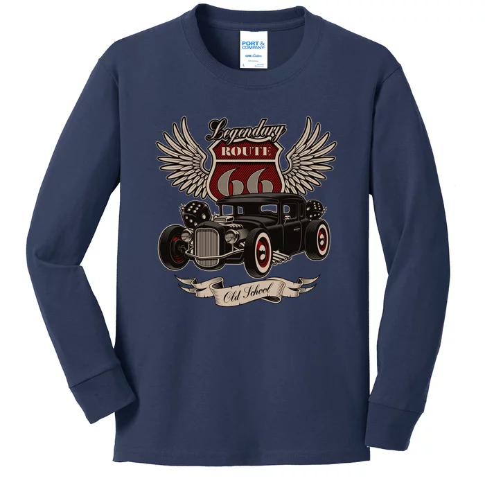 American Hot Rod On Dark Kids Long Sleeve Shirt