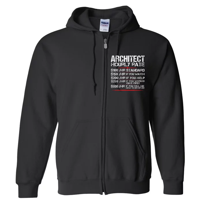 Architect Hourly Rate Architecture Funny Full Zip Hoodie