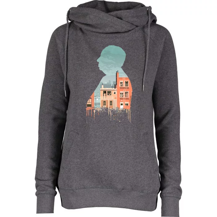 Alfred Hitchcocks Rear Window Illustration Womens Funnel Neck Pullover Hood