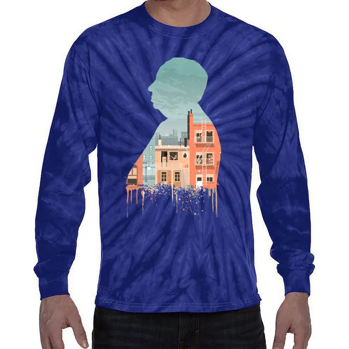 Alfred Hitchcocks Rear Window Illustration Tie-Dye Long Sleeve Shirt