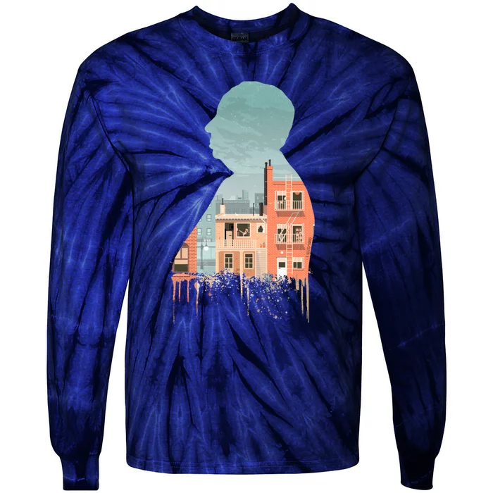 Alfred Hitchcocks Rear Window Illustration Tie-Dye Long Sleeve Shirt