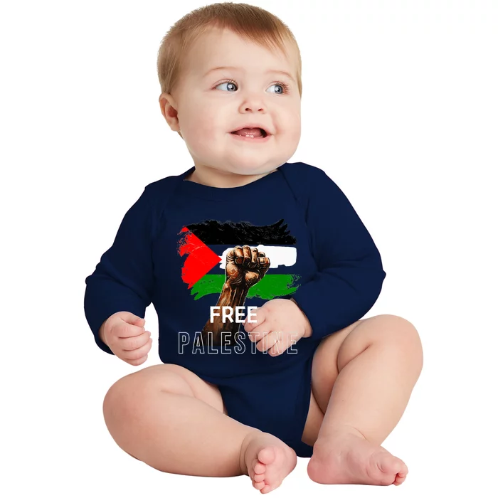 Arabic Human Rights Free Palestine Flag Free Gaza Baby Long Sleeve Bodysuit