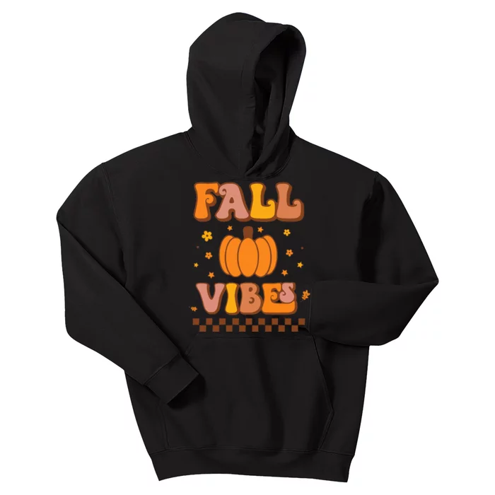 Autumn Harvest Retro Vibes Vintage Groovy Thanksgiving Kids Hoodie