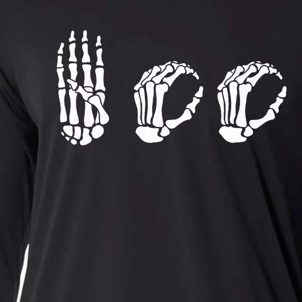 Asl Halloween Skeleton Hand American Sign Language Boo Cooling Performance Long Sleeve Crew