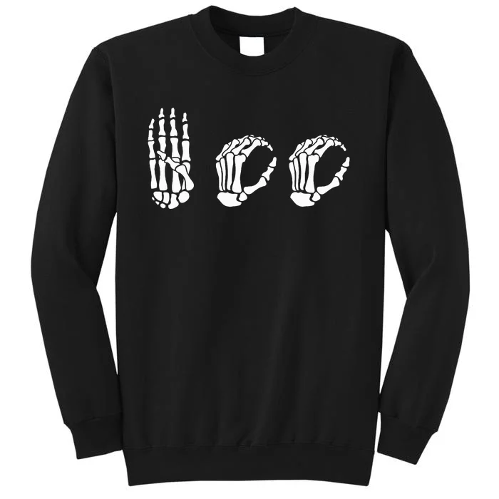 Asl Halloween Skeleton Hand American Sign Language Boo Tall Sweatshirt