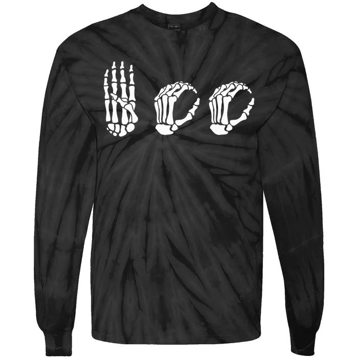 Asl Halloween Skeleton Hand American Sign Language Boo Tie-Dye Long Sleeve Shirt