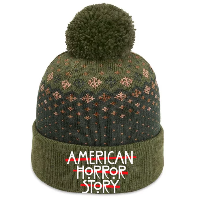 American Horror Story Red Bars Logo The Baniff Cuffed Pom Beanie