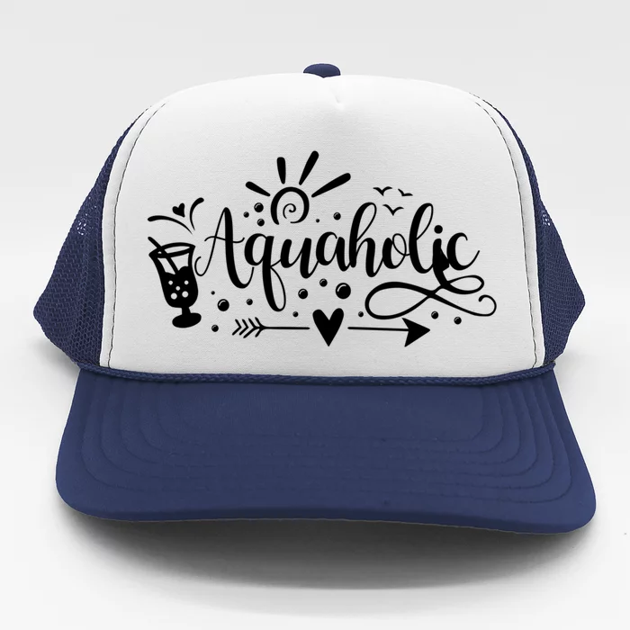 Aquaholic Hello Summer Vibes Beach Vacay Summertime Vacation Gift Trucker Hat