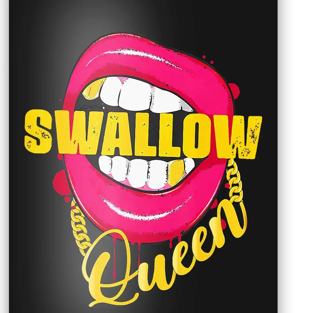 Adult Humor Swallow Queen Lips Golden Necklace Naughty Queen Poster