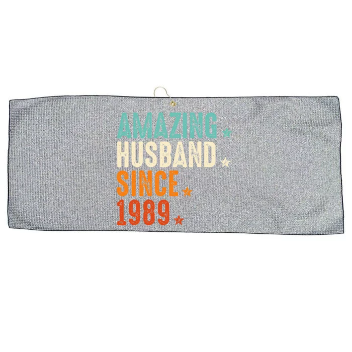 Amazing Husband Since 1990 Large Microfiber Waffle Golf Towel