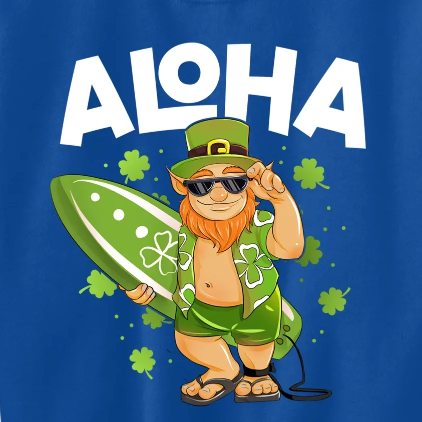 Aloha Hawaii Surfing Leprechaun St Patricks Day Hawaiian Meaningful Gift Kids Sweatshirt