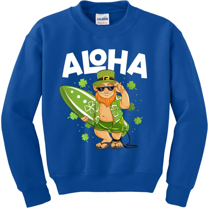 Aloha Hawaii Surfing Leprechaun St Patricks Day Hawaiian Meaningful Gift Kids Sweatshirt