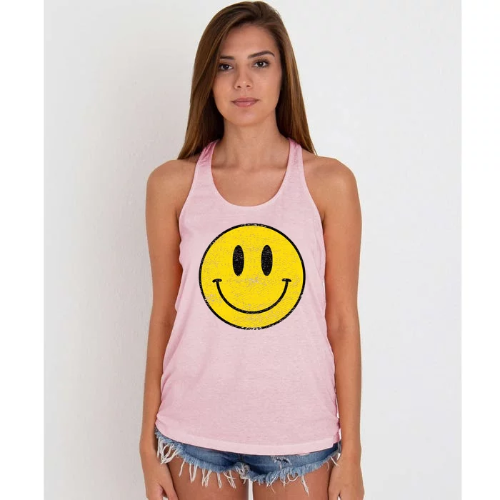 ACID HOUSE SMILEY TECHNO RAVE DJ FESTIVAL Women's Knotted Racerback Tank