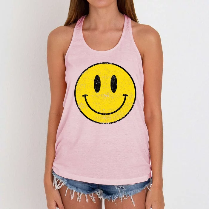 ACID HOUSE SMILEY TECHNO RAVE DJ FESTIVAL Women's Knotted Racerback Tank