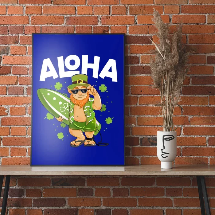 Aloha Hawaii Surfing Leprechaun St Patricks Day Hawaiian Gift Poster