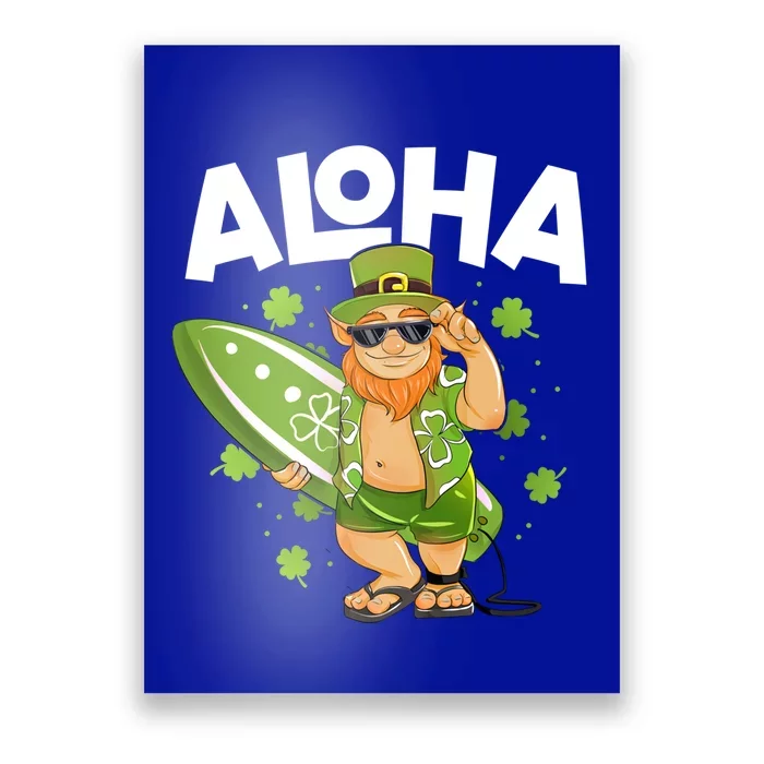 Aloha Hawaii Surfing Leprechaun St Patricks Day Hawaiian Gift Poster