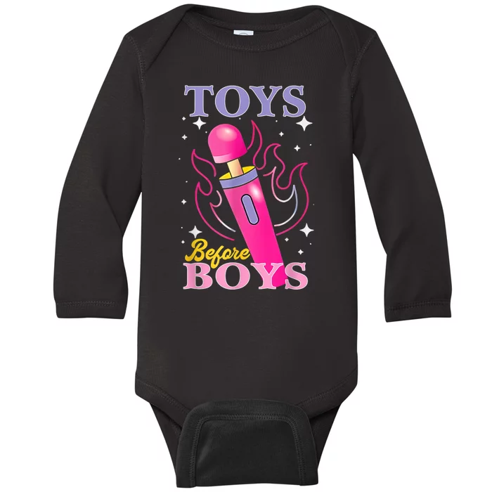 Adult Humor Saying Toys Before Boy Funny Baby Long Sleeve Bodysuit