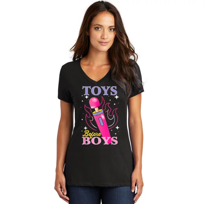 Adult Humor Saying Toys Before Boy Funny Women's V-Neck T-Shirt