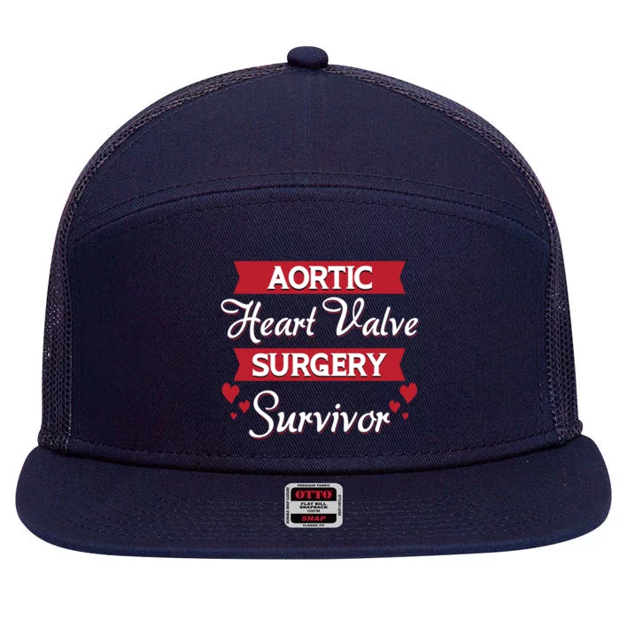 Aortic Heart Surgery Survivor Heart Disease Awareness Month Cool Gift 7 Panel Mesh Trucker Snapback Hat