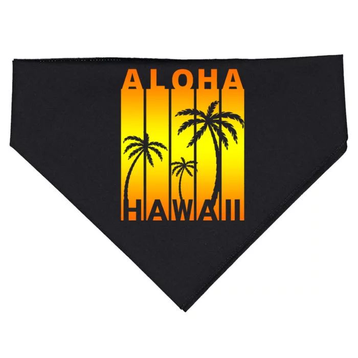 Aloha Hawaii Sunset Palm Trees USA-Made Doggie Bandana