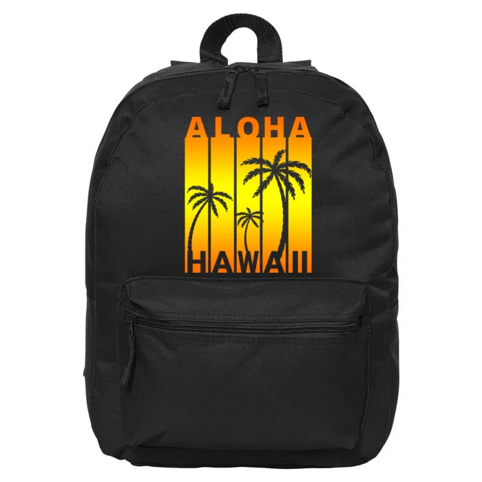 Aloha Hawaii Sunset Palm Trees 16 in Basic Backpack