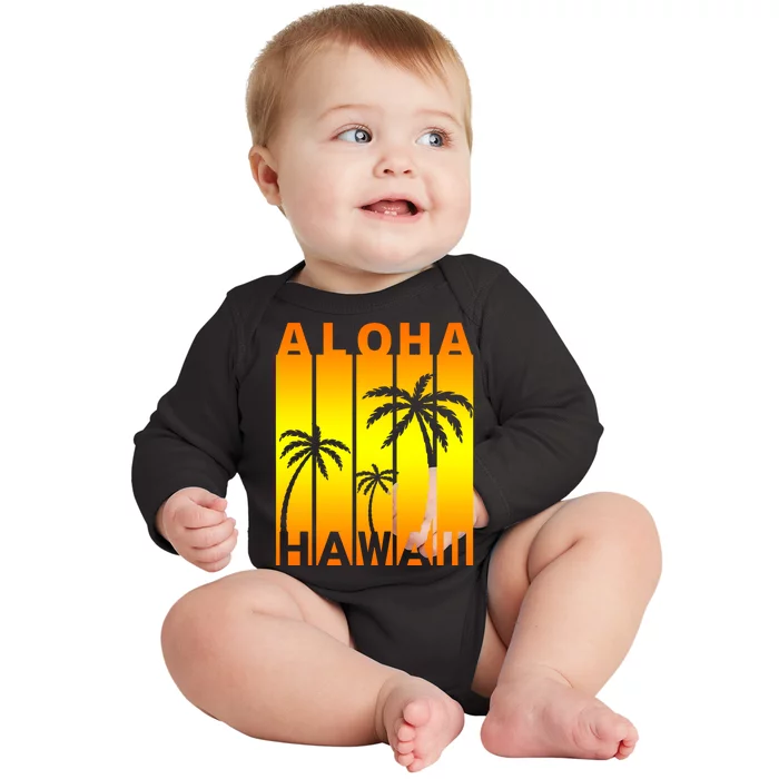 Aloha Hawaii Sunset Palm Trees Baby Long Sleeve Bodysuit