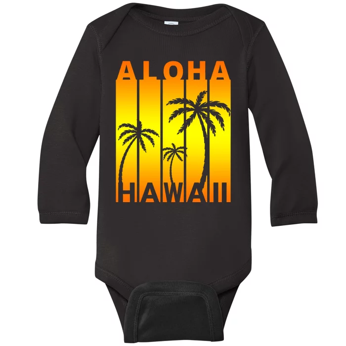 Aloha Hawaii Sunset Palm Trees Baby Long Sleeve Bodysuit