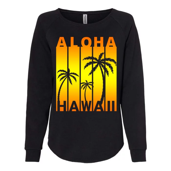 Aloha Hawaii Sunset Palm Trees Womens California Wash Sweatshirt