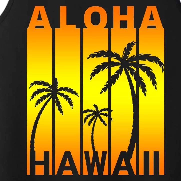 Aloha Hawaii Sunset Palm Trees Performance Tank