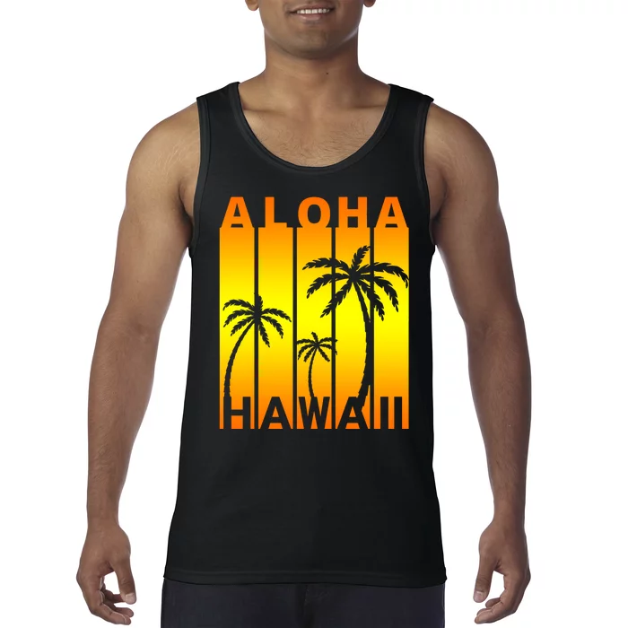 Aloha Hawaii Sunset Palm Trees Tank Top