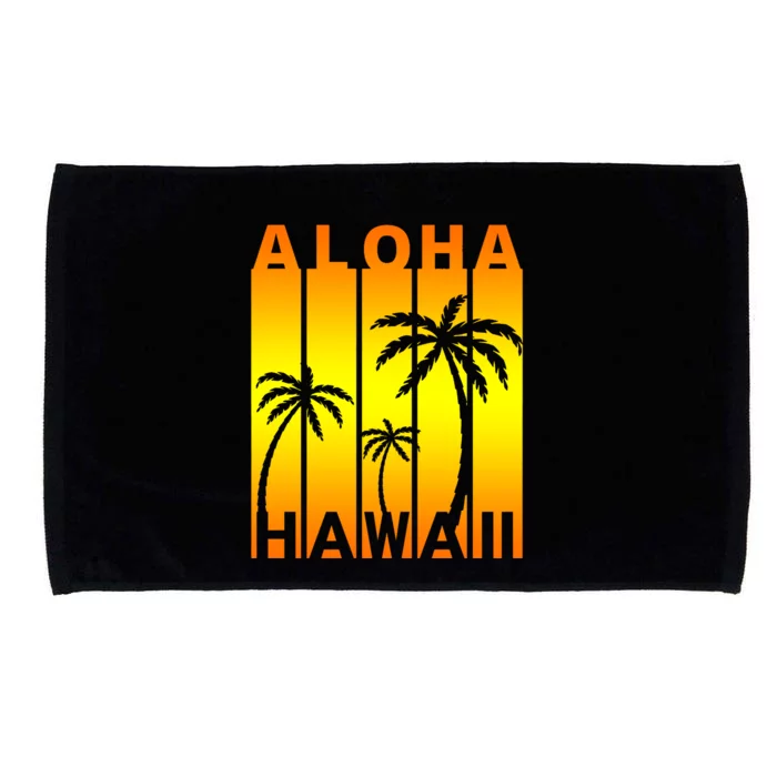 Aloha Hawaii Sunset Palm Trees Microfiber Hand Towel