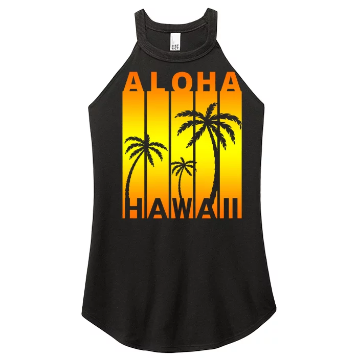 Aloha Hawaii Sunset Palm Trees Women’s Perfect Tri Rocker Tank