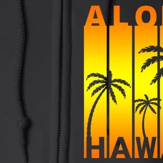 Aloha Hawaii Sunset Palm Trees Full Zip Hoodie