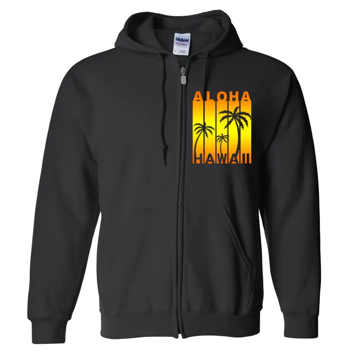 Aloha Hawaii Sunset Palm Trees Full Zip Hoodie