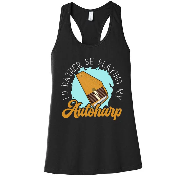 Auto Harp String Instrument Musician Musical Music Women's Racerback Tank