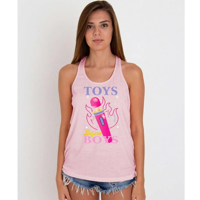 Adult Humor Saying Toys Before Boy Funny Women's Knotted Racerback Tank