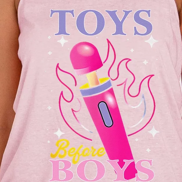 Adult Humor Saying Toys Before Boy Funny Women's Knotted Racerback Tank