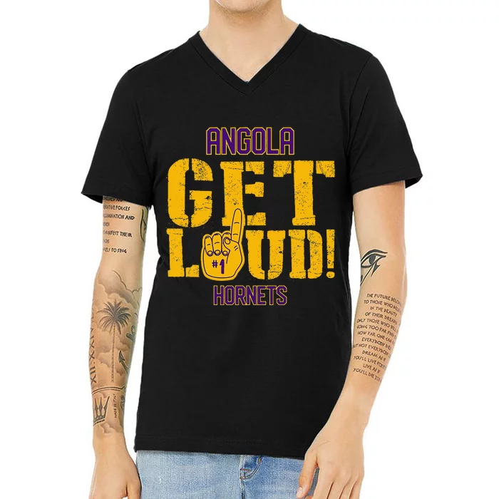 Angola High School Get Loud Hornets V-Neck T-Shirt