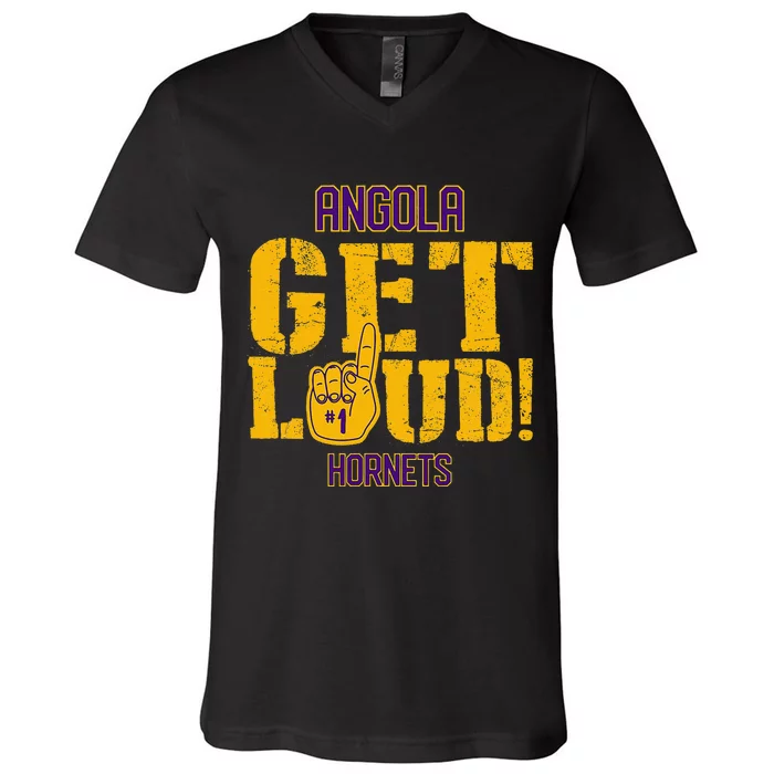 Angola High School Get Loud Hornets V-Neck T-Shirt