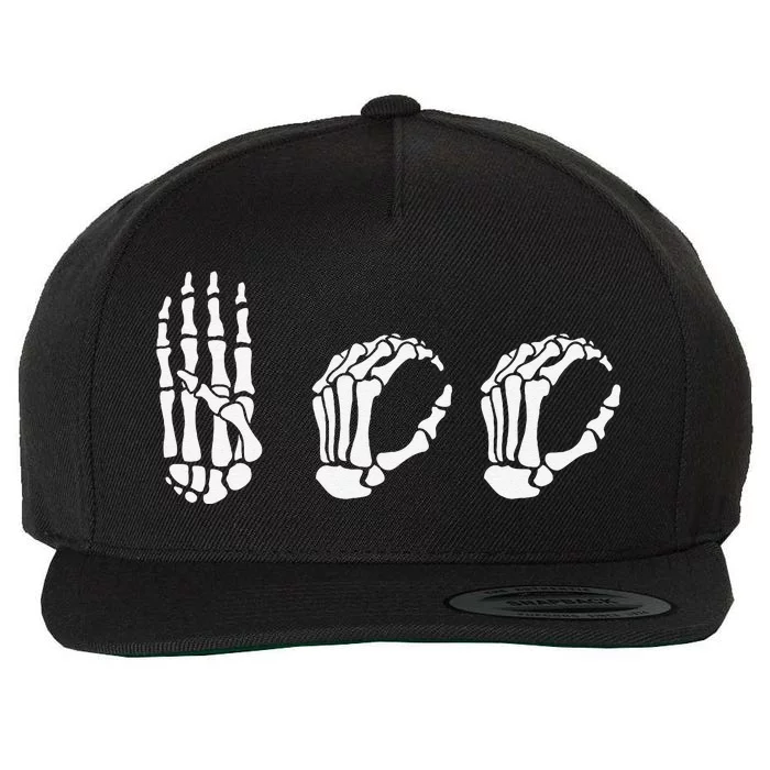 Asl Halloween Skeleton Hand American Sign Language Boo Wool Snapback Cap