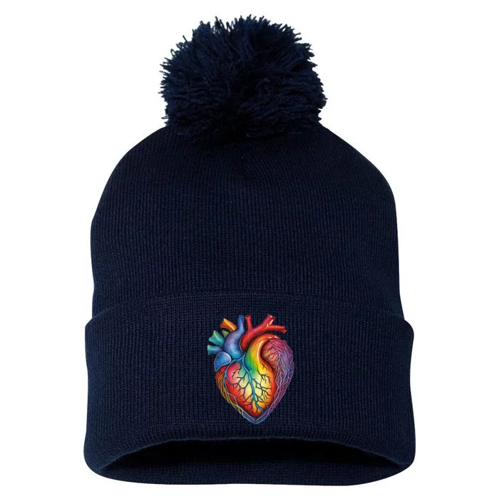 Anatomical Heart Subtle Lgbtq Pride Queer Pom Pom 12in Knit Beanie