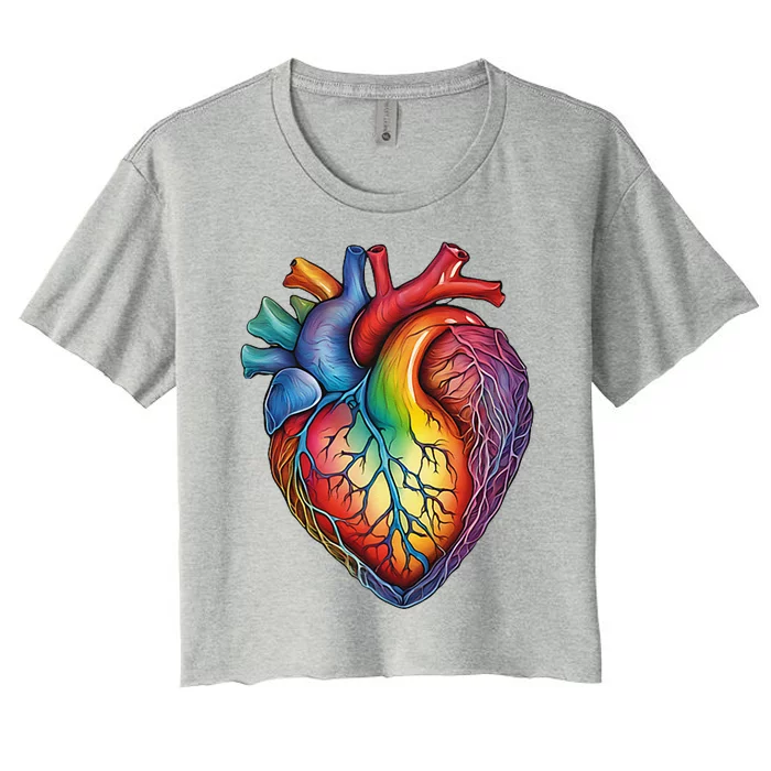 Anatomical Heart Subtle Lgbtq Pride Queer Women's Crop Top Tee