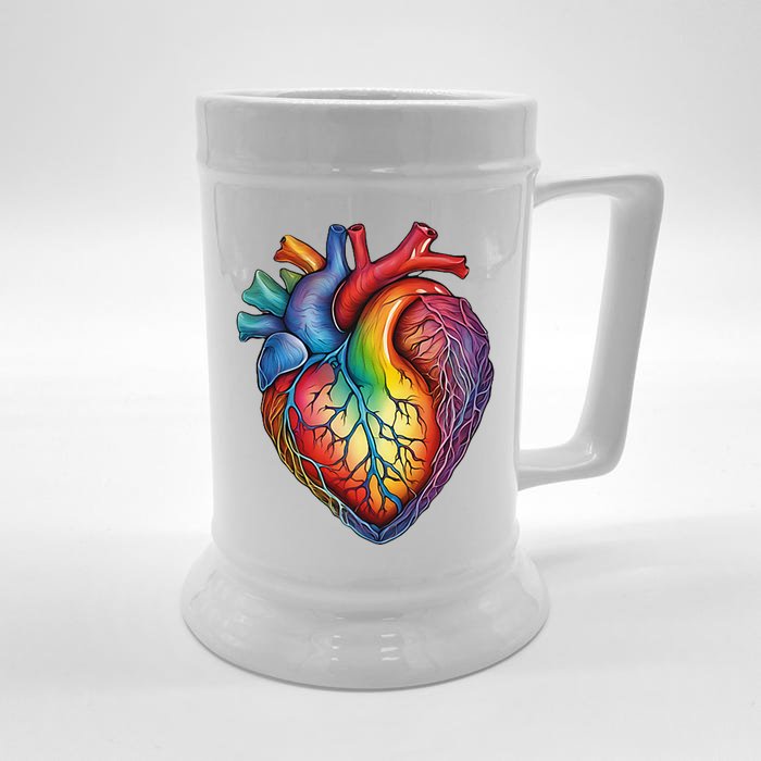 Anatomical Heart Subtle Lgbtq Pride Queer Front & Back Beer Stein